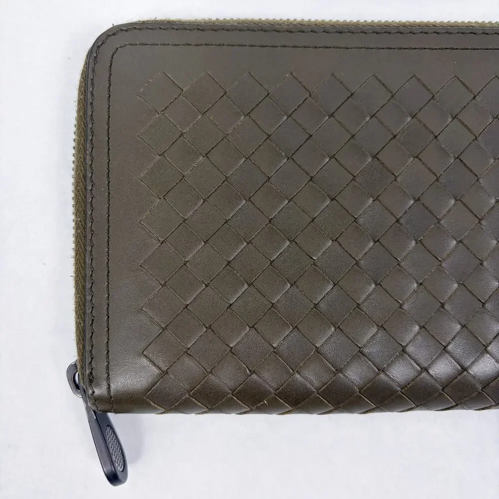 Bottega Veneta Zip Around Intrecciato Weave Leather Continental Wallet